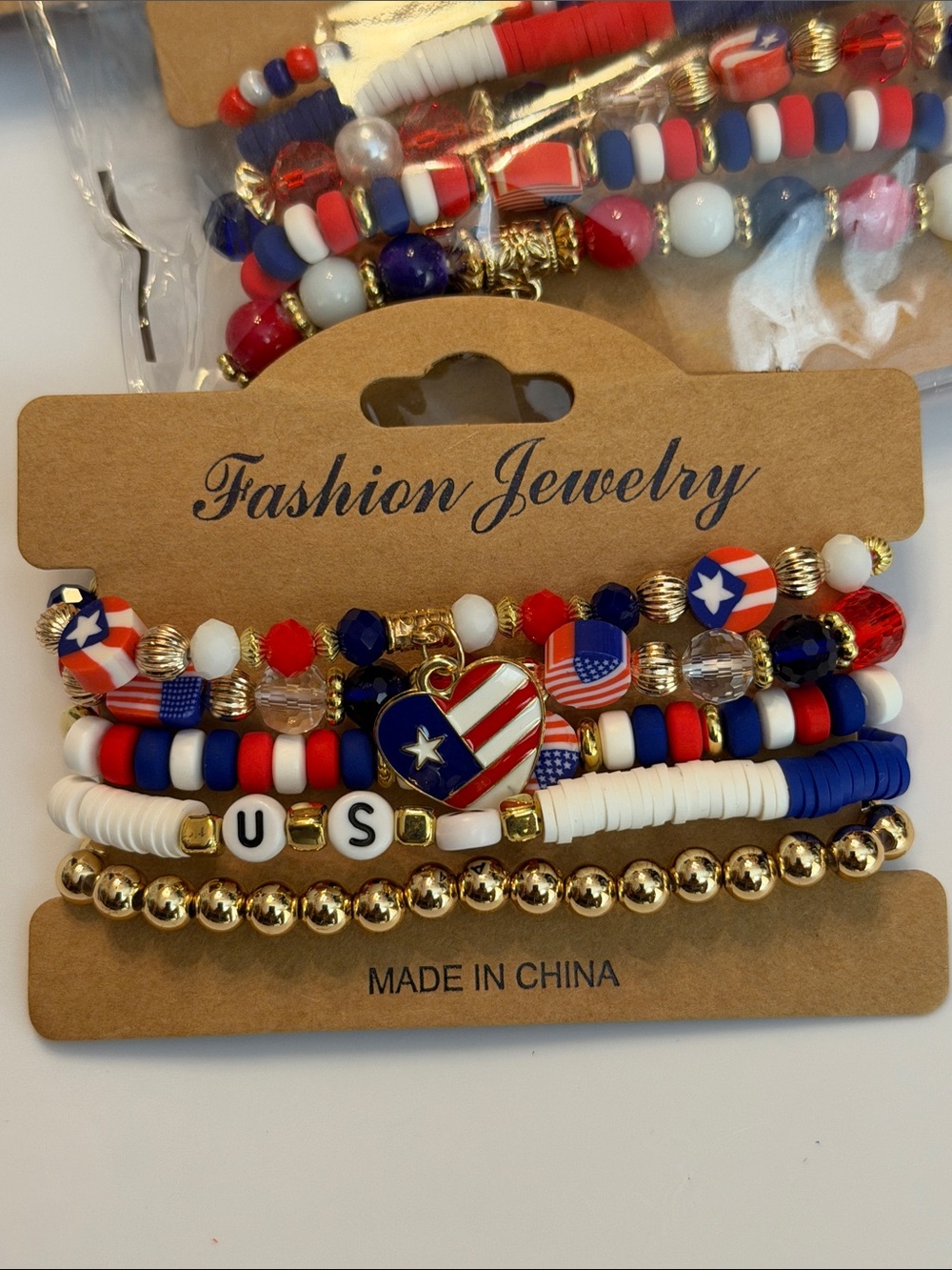 🇺🇸🇺🇸🇺🇸BOGOHO🇺🇸🇺🇸🇺🇸Fashion Jewelry Red White Blue Patriotic Beaded Bracelet Set
